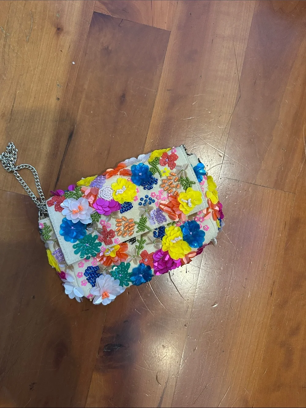 Floral Embellished Crossbody Bag - Multicolor